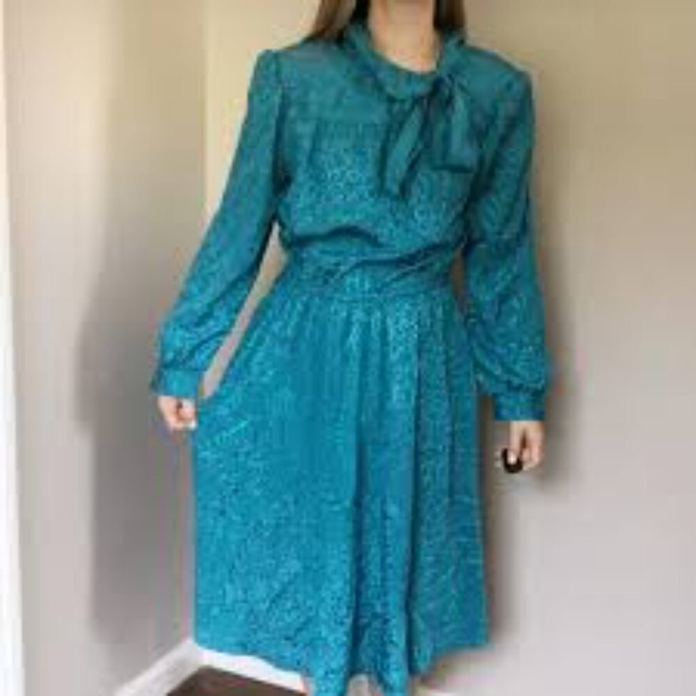 Argenti vingtage silk dress Vingtage Teal Midi Dress SZ6